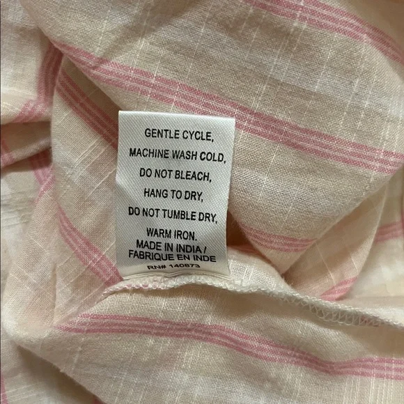 LoveShackFancy Pink Striped Blouse with Lace and Pom-Poms - Picture 7 of 8